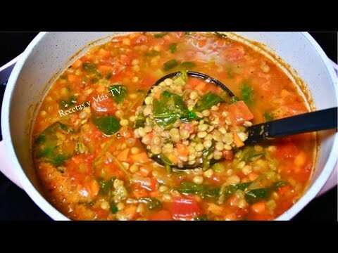 Ingredientes Cl&aacute;sicos para Sopa de Lentejas y Espinacas